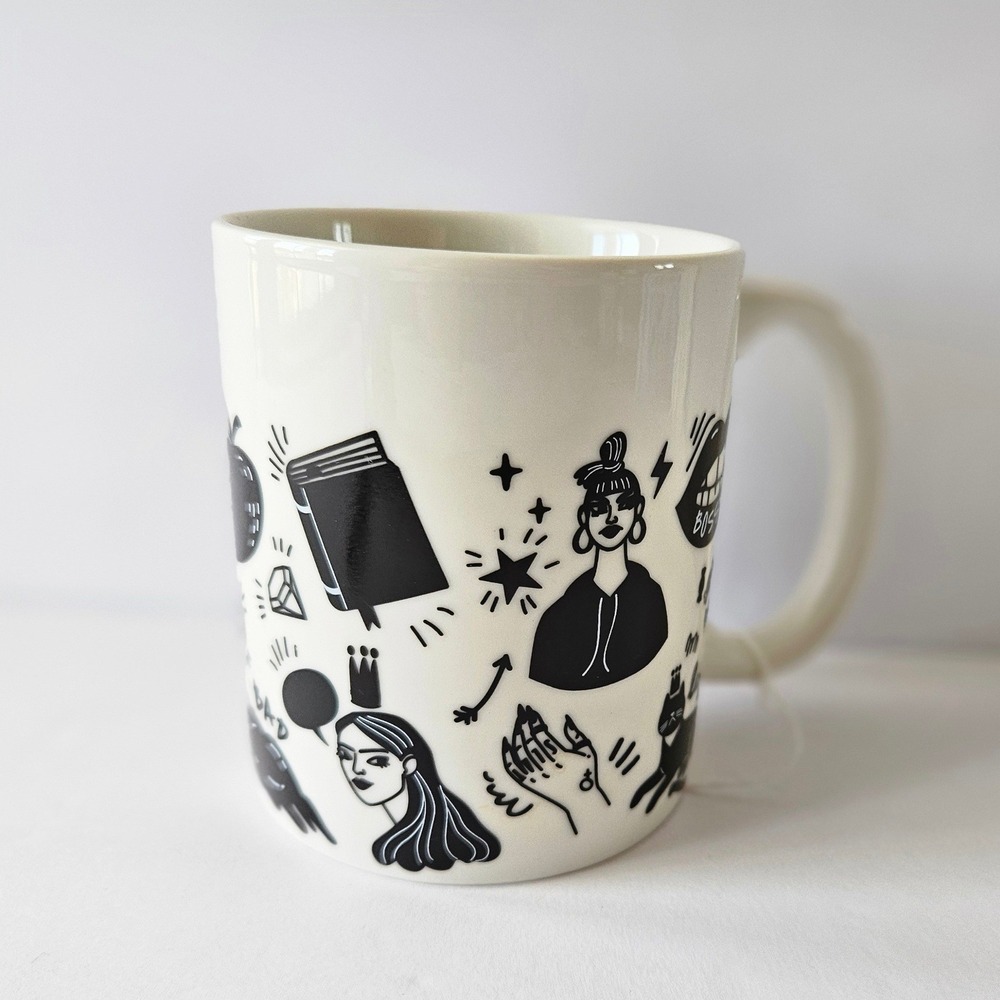 RARE ERNESTO Girl Power‎ Ceramic Coffee Mug Cup Black Cat Lazy Queen Slay Bossy